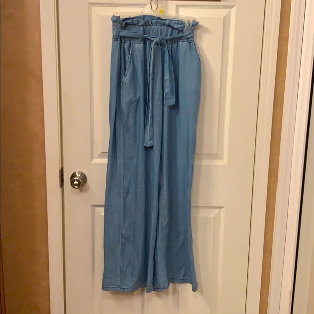 Thread supply wide leg paper bag pants